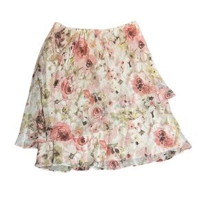 R&M Richards Multicolored Asymmetrical Skirt Pretty Floral Glitter - Size 16